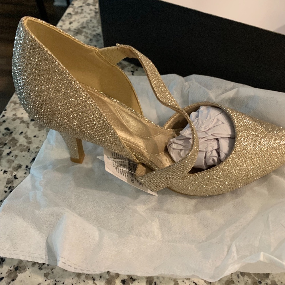 My Soft, Gold Glitter shoes.